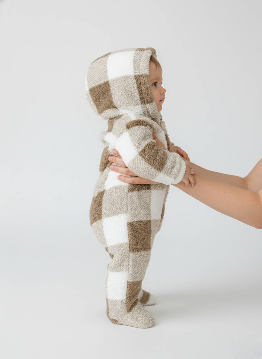 Combinaison Bebe Capuche Fourrure - Beige